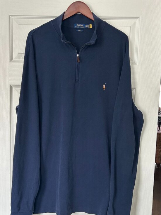 Polo Ralph Lauren Other - Polo Ralph Lauren Estate Rib Quarter Zip Pullover Men’s XLT Navy Cotton Pony